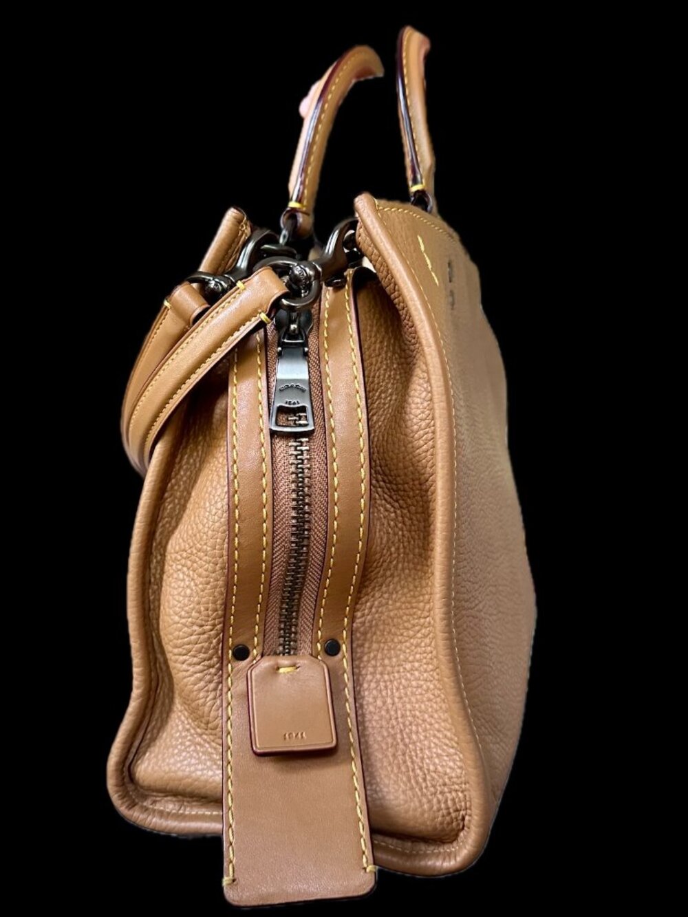 COACH Rogue 30/31 1941 Light Saddle Tan PebbledLeather Satchel Oxblood 3Way bag - Picture 5 of 16